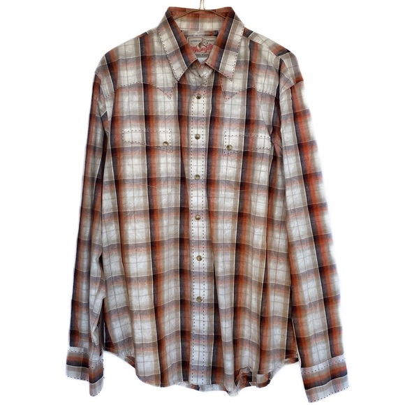 WRANGLER Vintage Western plaid button down Mens size L - Picture 8 of 8